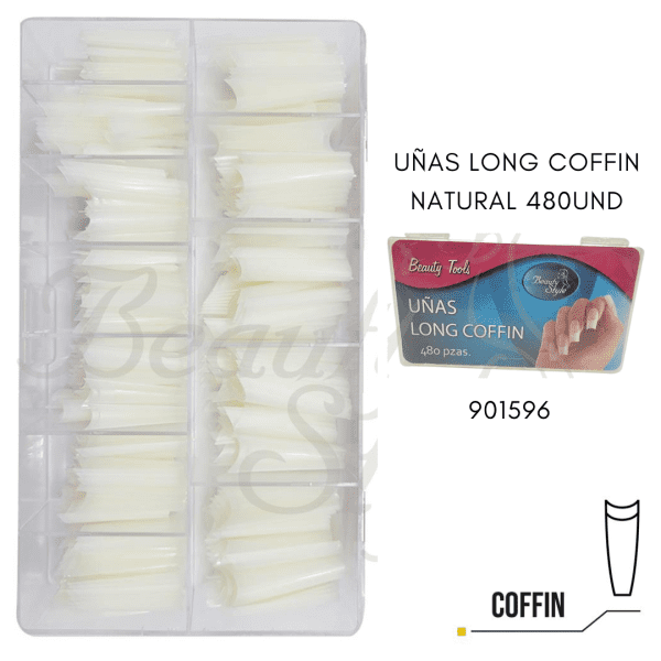 UÑAS LONG COFFIN NATURAL X 480